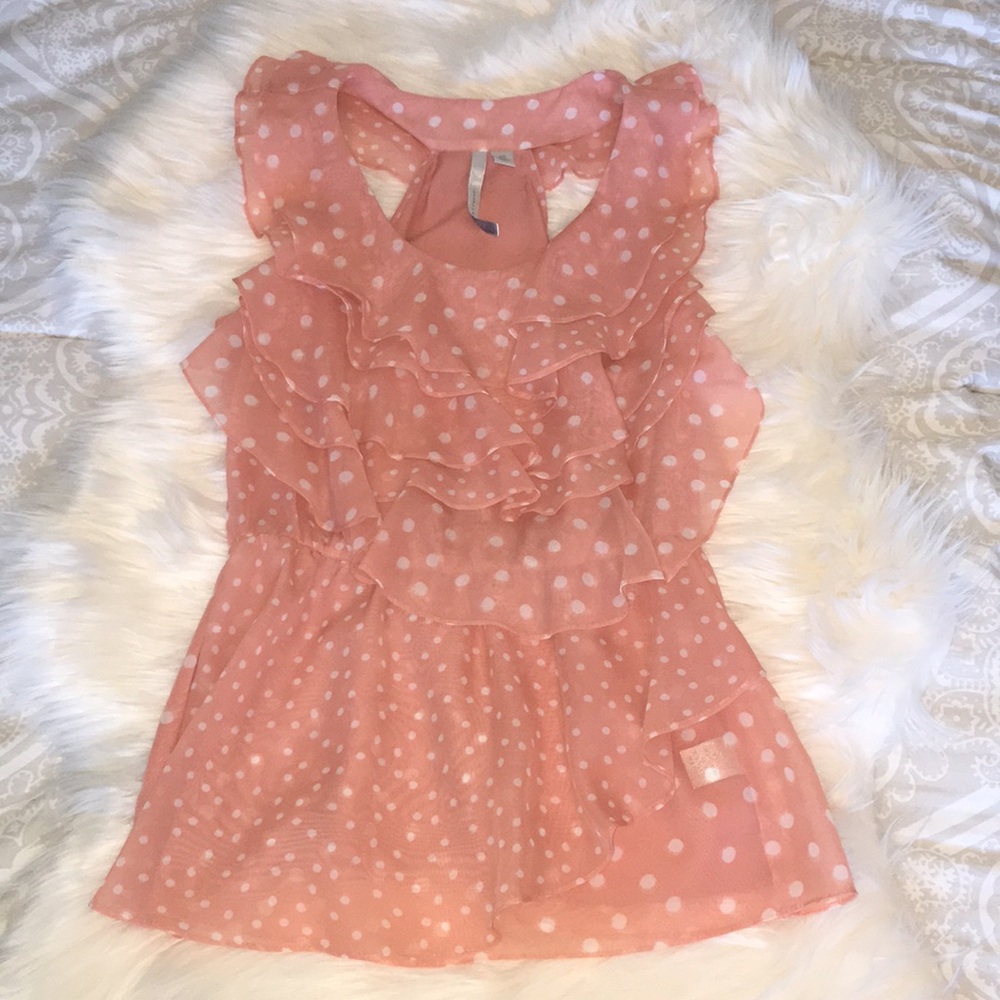 LC Lauren Conrad peach ruffle top